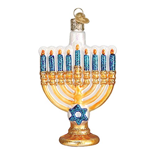 Old World Christmas Hanukkah Menorah Glass Blown Ornament for Christmas Tree, Handcrafted Holiday Decor