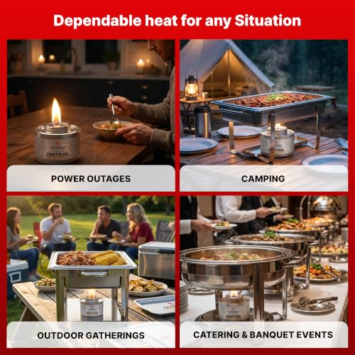 24 Pack 6 Hour Chafing Fuel Cans for Food Warmers and Buffets - Reliable Heat