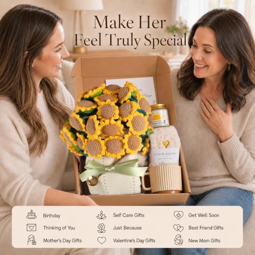 Sunflower Bloom Cozy Blanket Gift Set for Women - Encouragement & Self Care