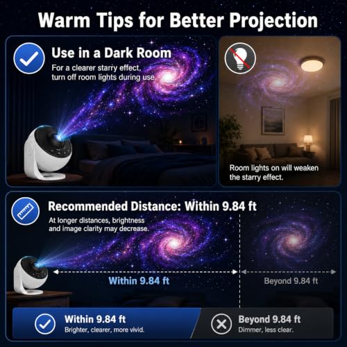 Galaxy Projector Night Light 13-in-1 Star Projector for Bedroom - White