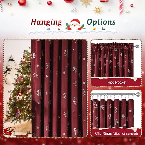 Beauoop Silver Foil Velvet Christmas Curtain Panels 52x84 - Pack of 2