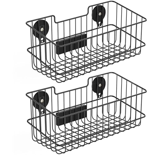 Magnetic Wire Mesh Baskets - Heavy Duty Metal Storage Organizer for Garage, Kitchen, Laundry (2 Pack)