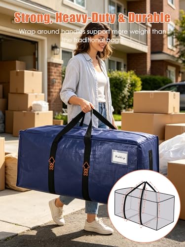 SWEET DOLPHIN 12 Pack Blue Heavy-Duty Moving Storage Bags 24 Gal 200LB