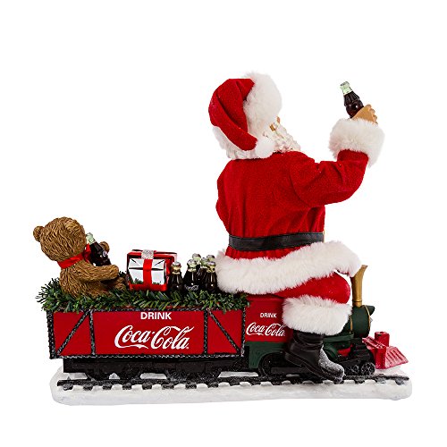 Kurt Adler 13-inch Coca-Cola Santa Train with LED Garland Battery-Operated Christmas Decor
