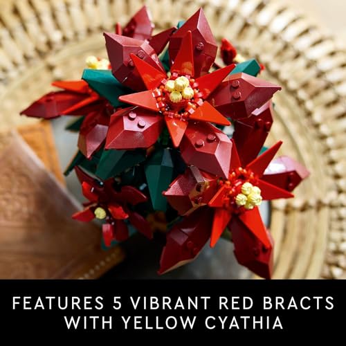 LEGO Icons Poinsettia Flower Building Set for Adults - Festive Holiday Decor