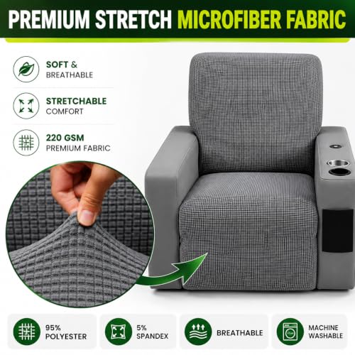Grey RV Recliner Covers Set of 4 for Loveseat - Microfiber Fit for Thomas Payne RV Seating