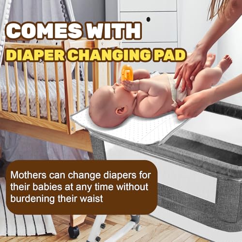 Foldable Baby Bassinet with Mosquito Net & Silent Wheels - Adjustable Bedside Sleeper