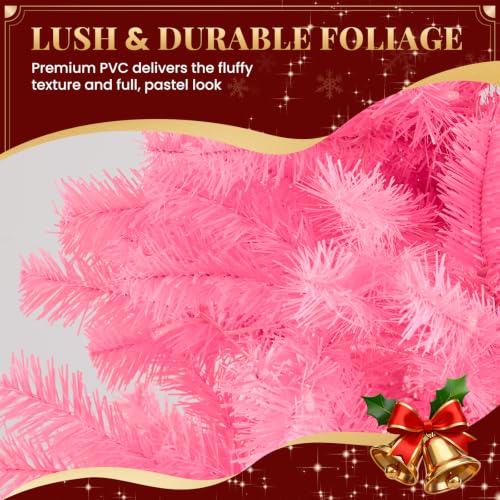 Pink Artificial Christmas Tree 4.5ft Prelit with Warm Lights - KMFurnila