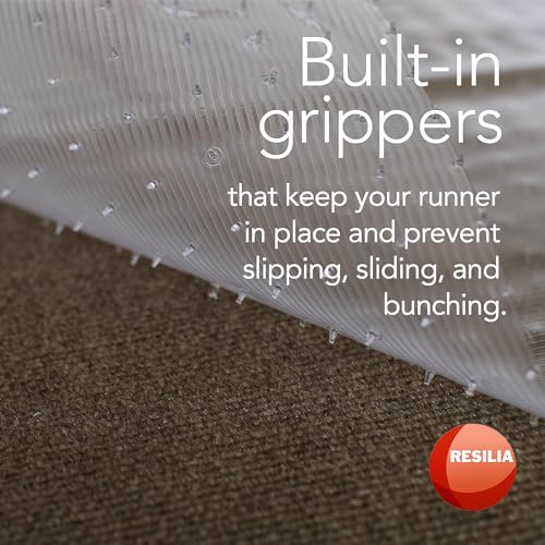 Resilia 2'3" x 25' Low-Pile Carpet Runner Non Slip Vinyl Floor Protector - Washable, Made in USA