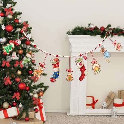 Runtoo Christmas Banner Garland – Indoor/Outdoor Wall Fireplace Mantel Decor, Reusable Vinyl Holiday Sign