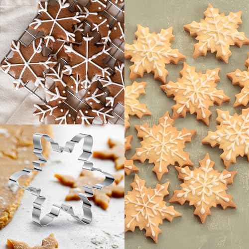 Snowflake Cookie Cutter Winter Christmas Biscuit Cutters New Year¡¯s Day DIY Baking Mold, Pack of 5