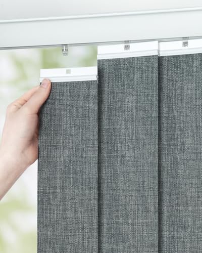 Room Darkening Grey Vertical Blind Replacement Slats 3.5" W x 82.5" H - 25 Pack, UNISHADES