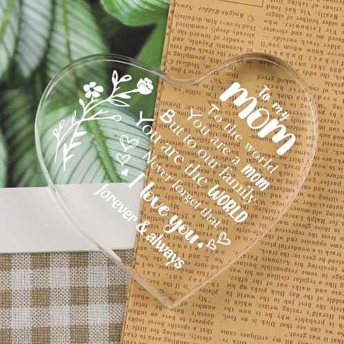 Gifts for Mom, I Love You Mom Birthday Gifts - Mother Acrylic Keepsake 3.9x3.9 Inch, Unique Mother's Day Christmas Birthday Gift for Mom from Daughter Son