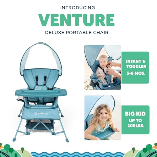 Baby Delight Go With Me Venture Portable Toddler Chair with Sun Canopy - Blue Wave