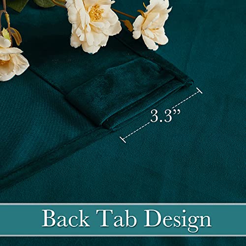 Peacock Blue Velvet Blackout Curtains 84 Inches for Bedroom Living Room - Set of 2