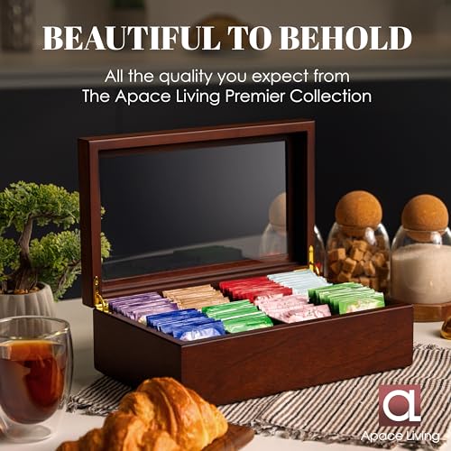Walnut 8-Compartment Wooden Tea Box Organizer - Luxury Tea Storage