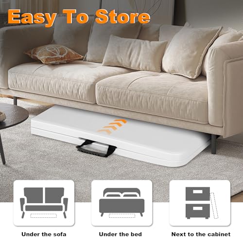 8ft Folding Portable Heavy Duty Plastic Table - White, Indoor & Outdoor Use