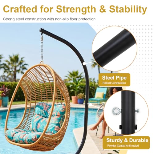 Heavy Duty Hammock Chair Stand - Outdoor Steel Frame with 360° Rotation, Supports 400 lbs, Includes Variation of Hammock C Stand