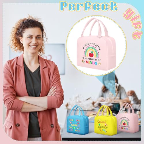Lively 12-Pack Christmas Teacher Lunch Bags with Thank You Theme - Insulated & Waterproof