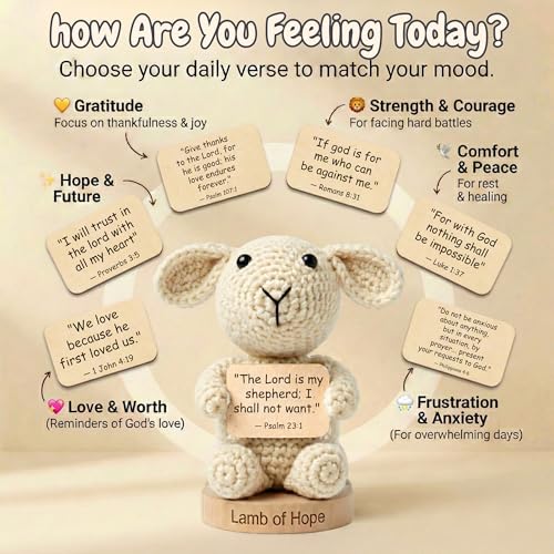 Got You a Little Something Lamb of Hope Off White - Christian Prayer Cards & Figurine Set