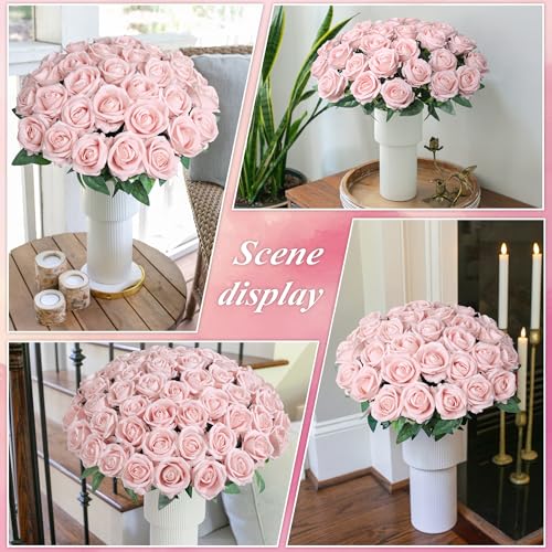 Blush Roses Artificial Flowers - 50 Realistic Silk Stems for DIY Wedding Bouquets & Decor - Variation of THIS listing