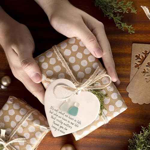 Heart-Shaped Sea Glass Friendship Decor,Timeless Friendship Heart Keepsake,Ornament for Christmas Tree Hanging Ornaments, Sea Glass Art for Best Friends