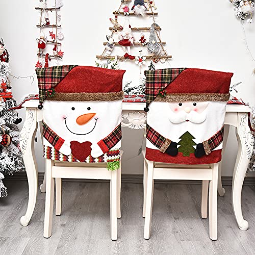 6 Pcs Christmas Chair Back Covers Set – Santa, Snowman & Reindeer Slipcovers