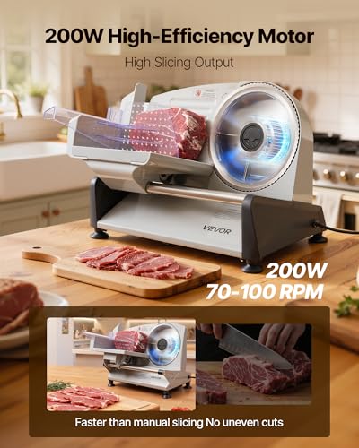 7.5 Inch Electric Meat Slicer 200W with Adjustable Thickness Food Slicer for Deli & Ham