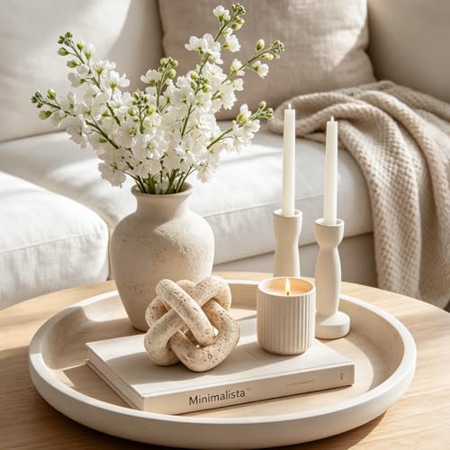 DN DECONATION Beige Travertine Knot Decor - Set of 1 Modern Home Accent