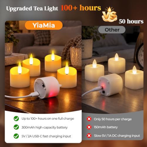 12Pcs Rechargeable Tealights with Remote & 24H Cycle Timer – YiaMia 12 Pack