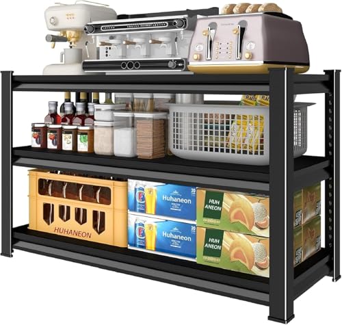 Heavy Duty Metal Garage Shelving Unit - 40W x 16D x 36H, Black, Variation of 3T-BK-40"Wx16"D