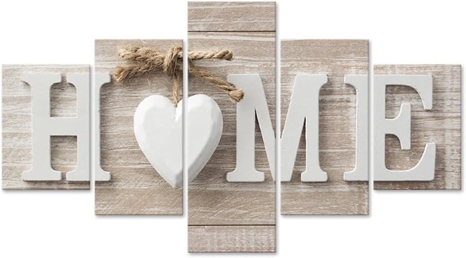 SUNYSUBY 5 Pieces Canvas Prints Wall Art HOME Sign Pictures Modern Painting Artwork Print Oil Print Framed Hang For Home Bedroom Living Room Decoration (HOME, W50 x H24)