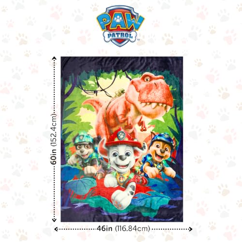 Paw Patrol Dino Movie Throw Blanket - 46 x 60 Inches Soft Plush Cozy for Couch & Travel - Officially Licensed