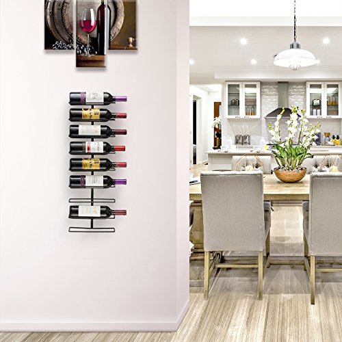 Sorbus Wall Mounted Wine Rack - Metal Bottle Holder, 9 Bottles, 1 Pack, Space-Saving Design