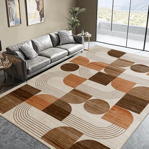 Large Machine Washable Modern Geometric Area Rug 6x9 ft - Soft Non-Slip Home Decor