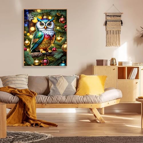 WPYTNM Christmas Owl Diamond Art Kit – 12x16 inch, Yellow