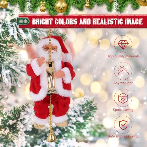 Gfilay Animated Santa Climbing Rope Christmas Decoration with Music & Lights