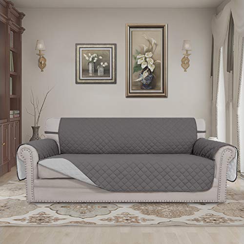 Reversible Couch Cover for 4 Seater Sofa - Gray & Light Gray, XX-Large