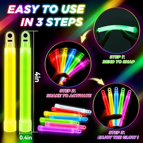 200Pcs Glow Sticks - 4 Inch Waterproof Glow-in-the-Dark Party Favors, Kids Safe Bulk Pack - Variation of THIS listing