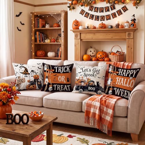 Peryiter 16-Pack 18x18 Seasonal Pillow Covers Set — Christmas, Halloween, Winter, Autumn (Holiday Decor)