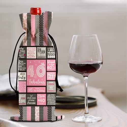 2025 - Funny 40th Birthday Gifts Women Men Wine Bag, Happy Anniversary 40th Birthday Party Decorations Man Woman Wine Bags, 40 Year Old Birthday Gifts for Women Born in 1985 Wine Bottle Bag