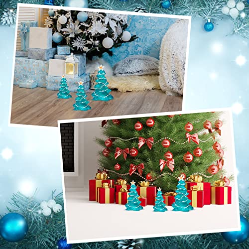 Blue Resin Miniature Christmas Trees Set - Ocean Beach Holiday Decor