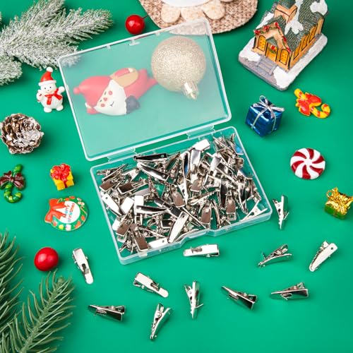 100Pcs Christmas Ornament Clip for Tree, Flowers Alligator Clips Decor
