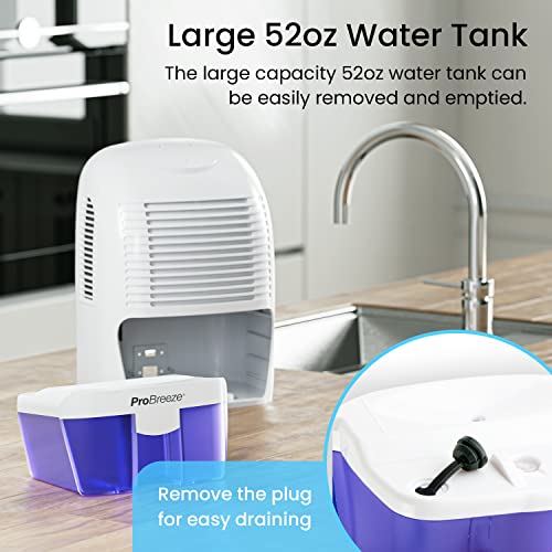 Pro Breeze 3.25 Pint Mini Dehumidifier - 2200 Cubic Feet (250 sq ft), Portable & Quiet