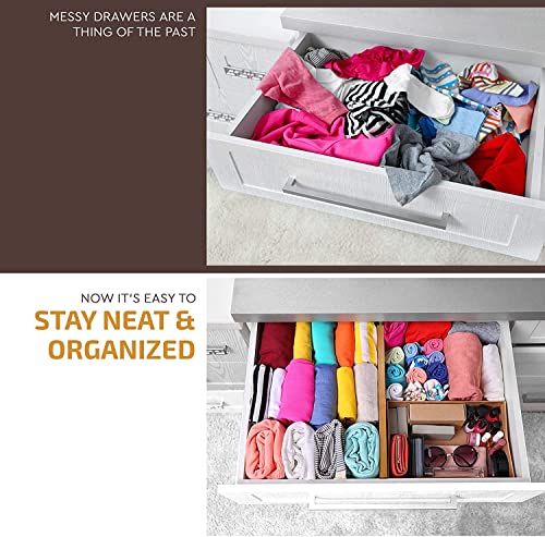 Bambüsi Bamboo Drawer Dividers 16-22 Inch High Organizer Set - Natural Wood