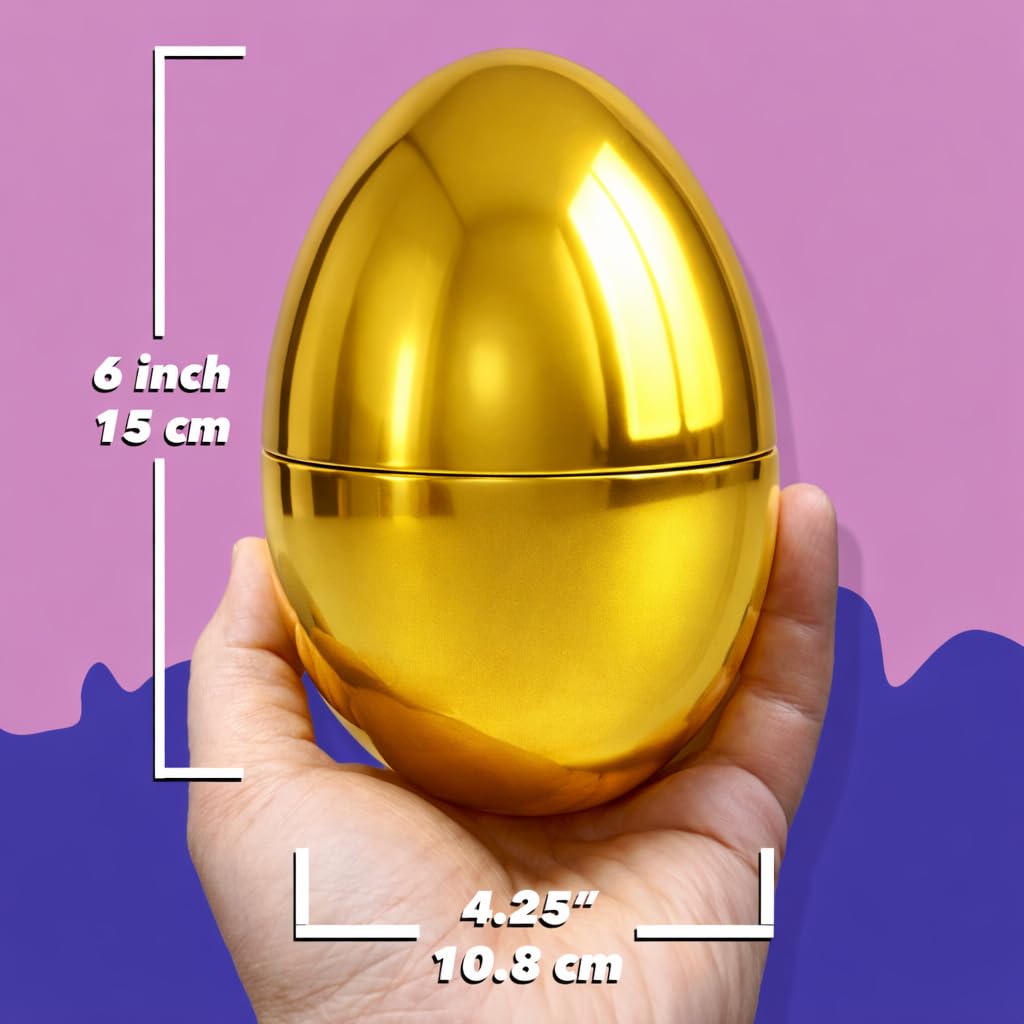 GiftExpress Pack of 6, 6" Gold Easter Eggs - Adult & Kid Party Toys for Gift Baskets or Egg Hunt Décor