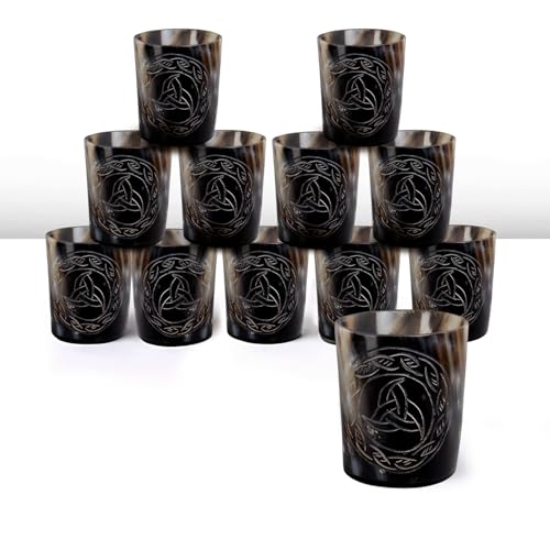 Eternal Design Viking Horn Shot Glasses Set of 12 - Rustic Medieval Drinkware