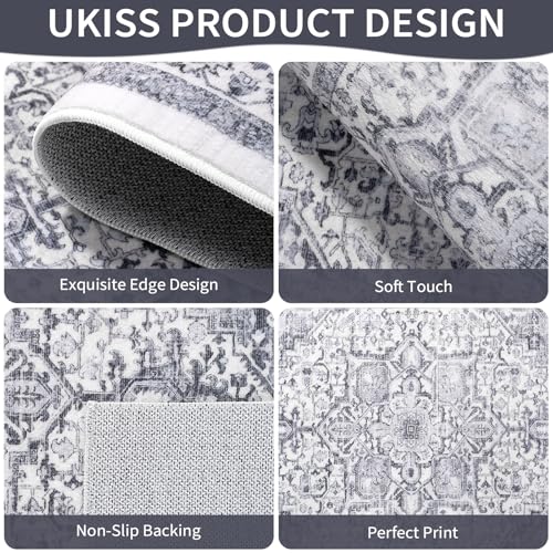 UKISS Washable Faux Wool Kitchen Rugs Set of 3 Non-Slip Floor Mats for Kitchen & Hallway