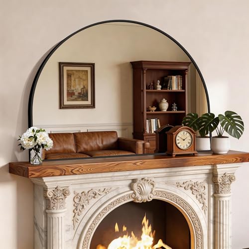 CIRCUMI 40x30 Inch Black Arched Wall Mirror - Entryway & Living Room Decor