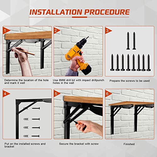 Ultrawall 24 Inch Folding Steel Shelf Brackets - 4 Pack Wall Mount Support